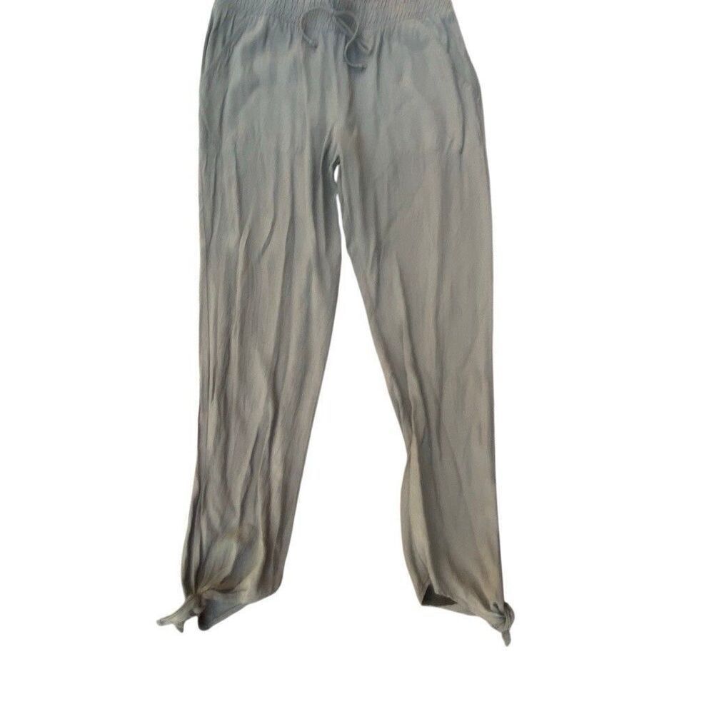 Socialite Women’s Lightweight Linen Jogger Pants Small Olive Green Ankle Tie